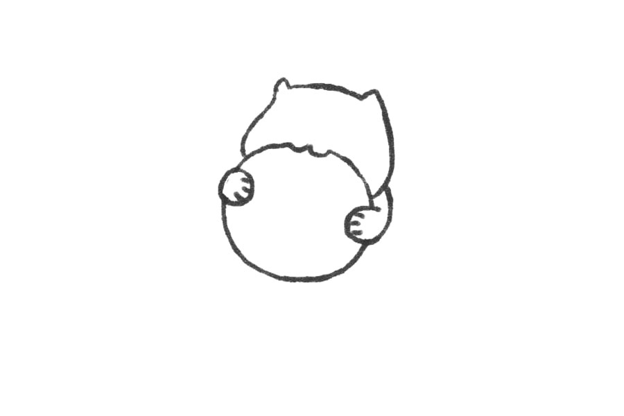 吃曲奇的小猫简笔画教程-图3