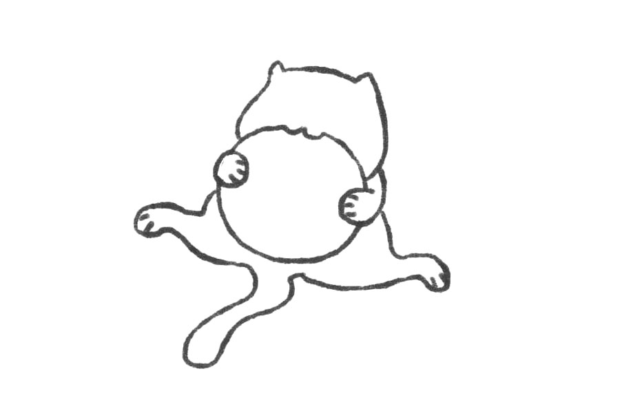 吃曲奇的小猫简笔画教程-图4