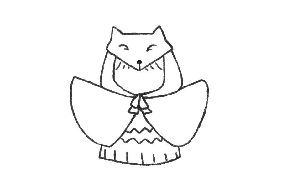 穿狐狸雨衣的小朋友简笔画-图6