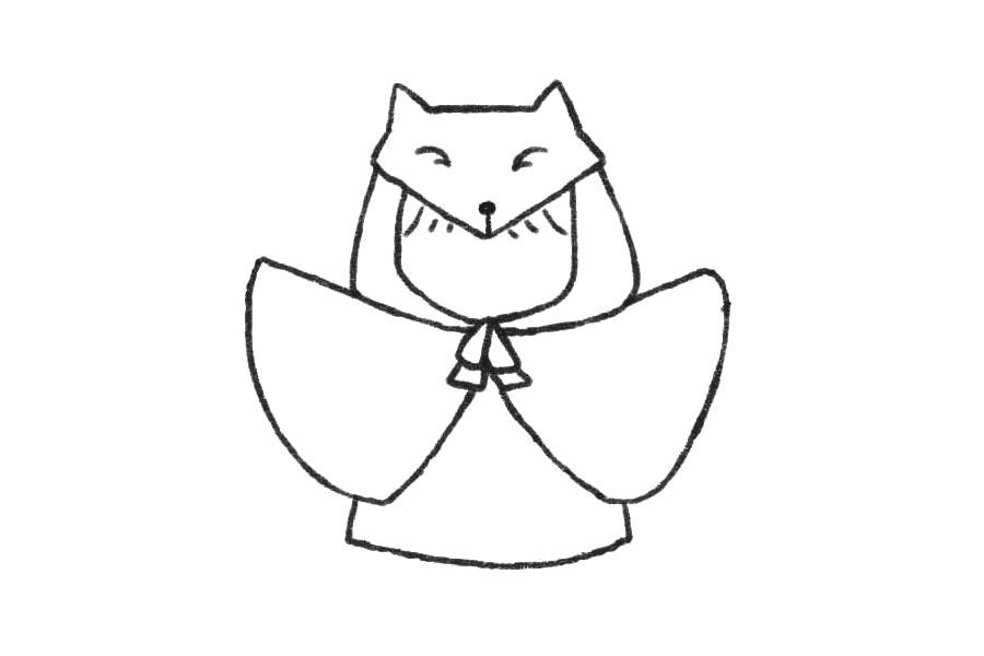 穿狐狸雨衣的小朋友简笔画-图5