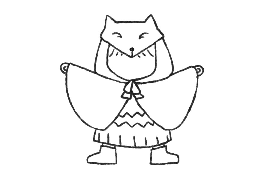 穿狐狸雨衣的小朋友简笔画-图7