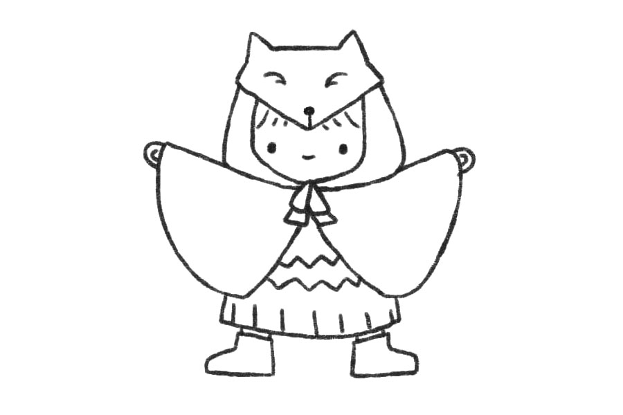 穿狐狸雨衣的小朋友简笔画-图8