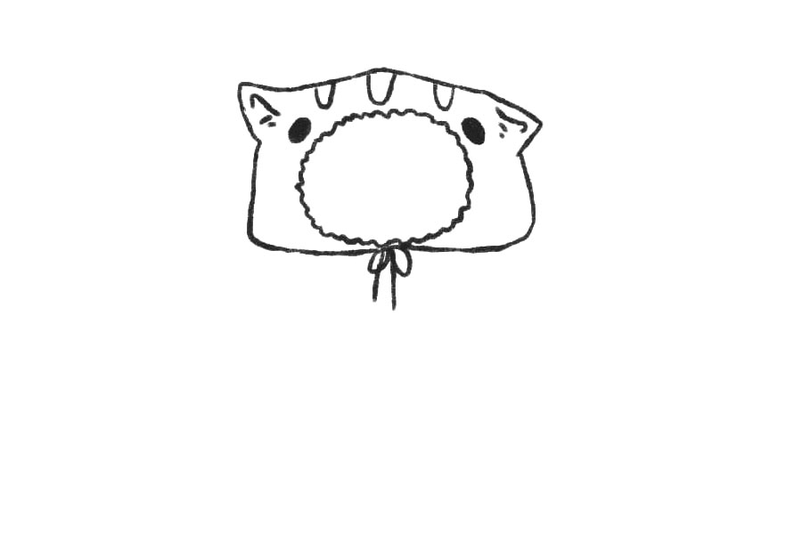 穿小猫雨衣的小朋友简笔画-图3