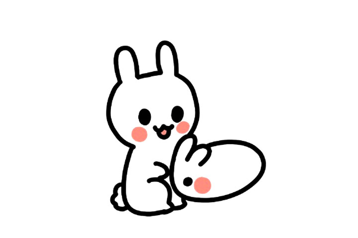 中秋元素 玉兔简笔画