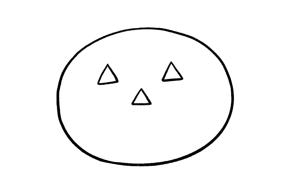 步骤2：再在三角形的外面画一个大大的椭圆。