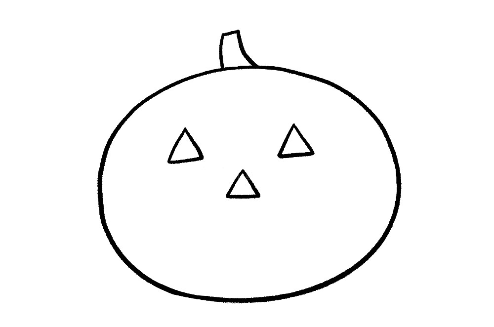 步骤3：在椭圆的上方简单画一个南瓜把儿。