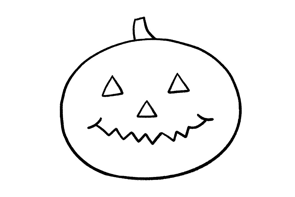 步骤5：中间用折线相连，南瓜灯就画好啦。