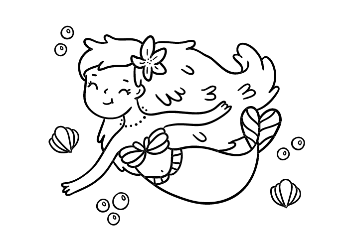 简单可爱的美人鱼简笔画图片-图7