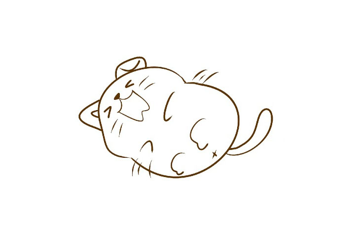 笑得满地打滚的小猫简笔画画法-图3