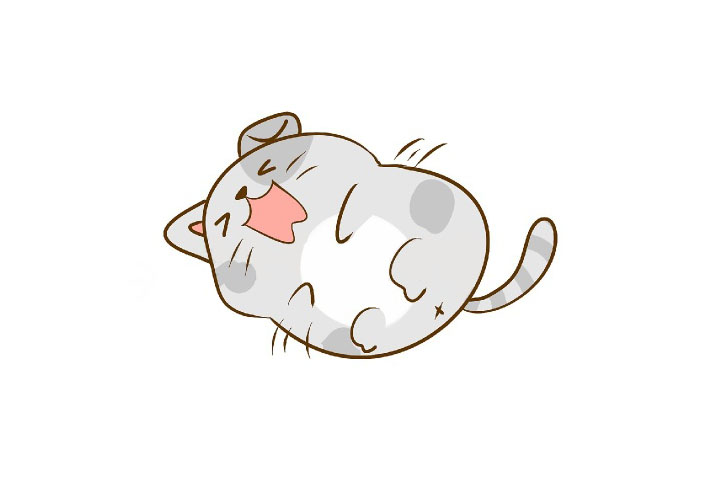 笑得满地打滚的小猫简笔画画法