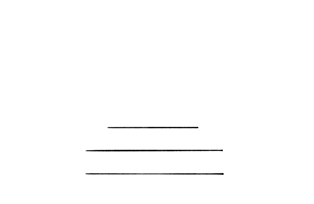 步骤1：首先，由下向上画出三条横线，下面两条横线最长