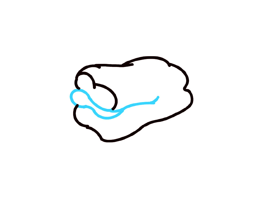 步骤4：画弧线连在一起。