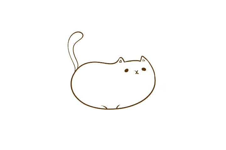 可爱小肥猫简笔画画法步骤-图2
