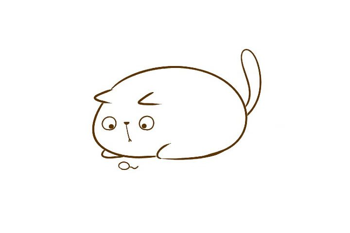 发现玩具的小猫简笔画画法-图3