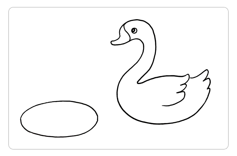 步骤6：我们可以画一些环境装饰，这样可以使得画面更丰富、生动。先用椭圆形简单画一个荷叶。