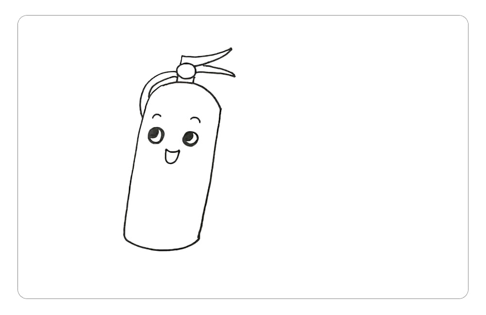 步骤3：接着再画上可爱的表情，一个萌萌的灭火器就画好啦。
