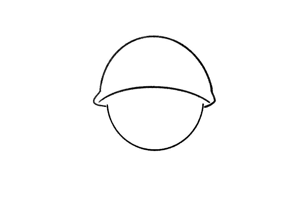 步骤2：接着再画出安全帽。