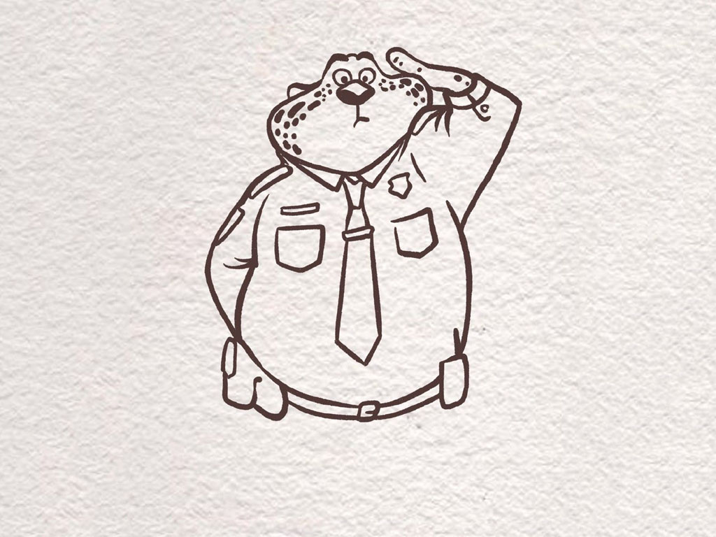 疯狂动物城 豹警官简笔画步骤图-图5