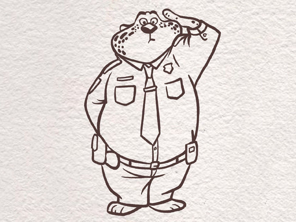 疯狂动物城 豹警官简笔画步骤图-图6