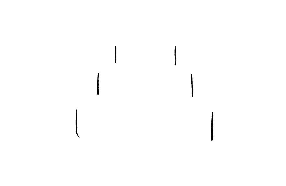 步骤1：首先，如下图所示画出6个1，上面数字小一点，下面数字大一点