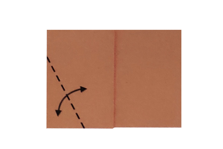 步骤3：沿虚线折出折痕