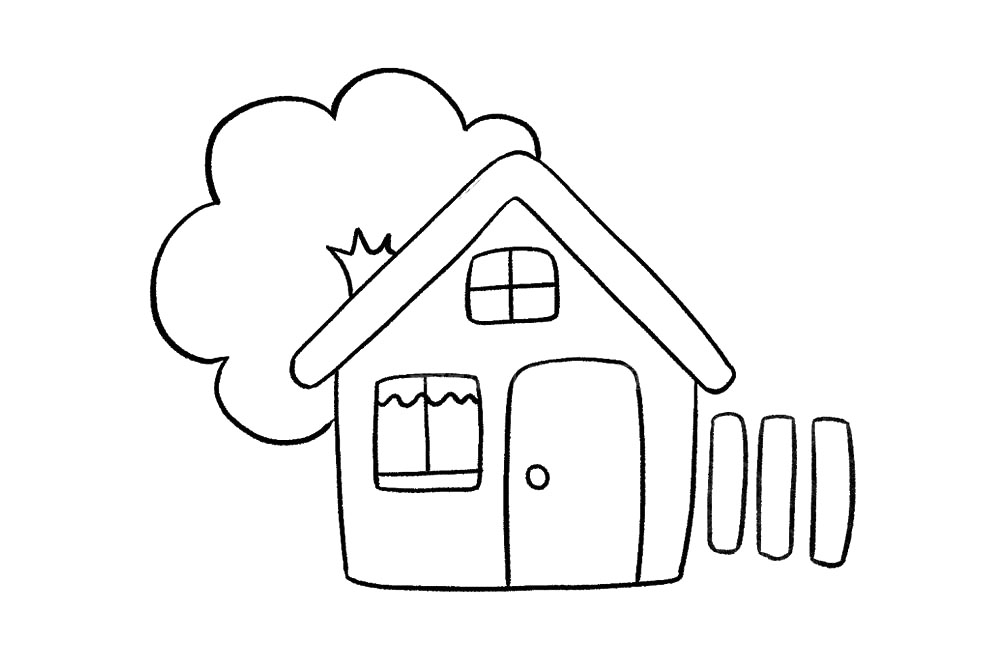 步骤8：在房屋的旁边再装饰上小栅栏