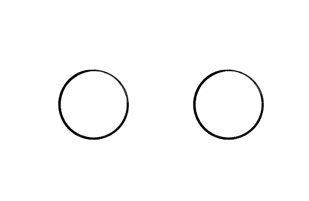 步骤1：首先，用两枚硬币或者其他圆形工具，画出两个圆形