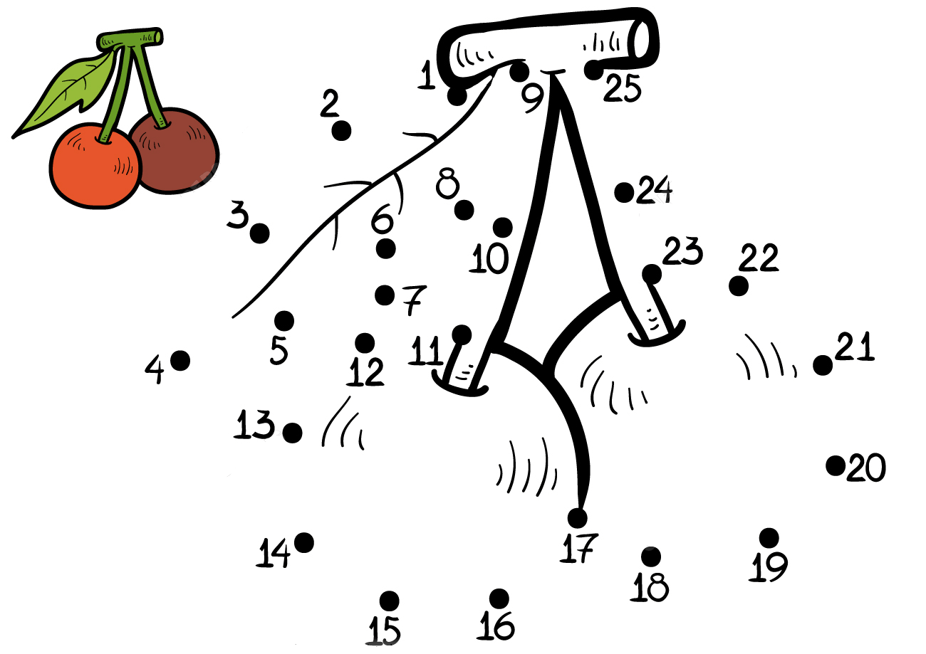 樱桃连线画图片素材