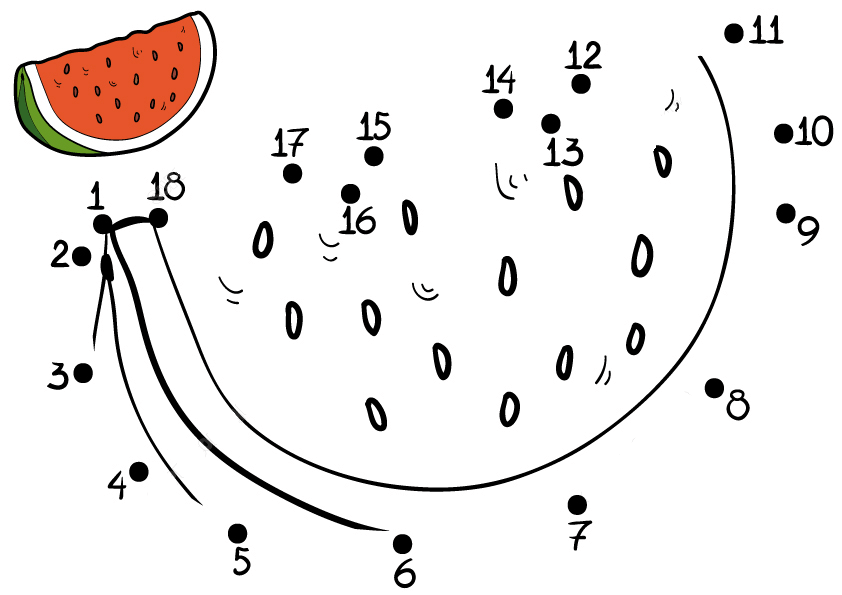 西瓜连线画图片素材