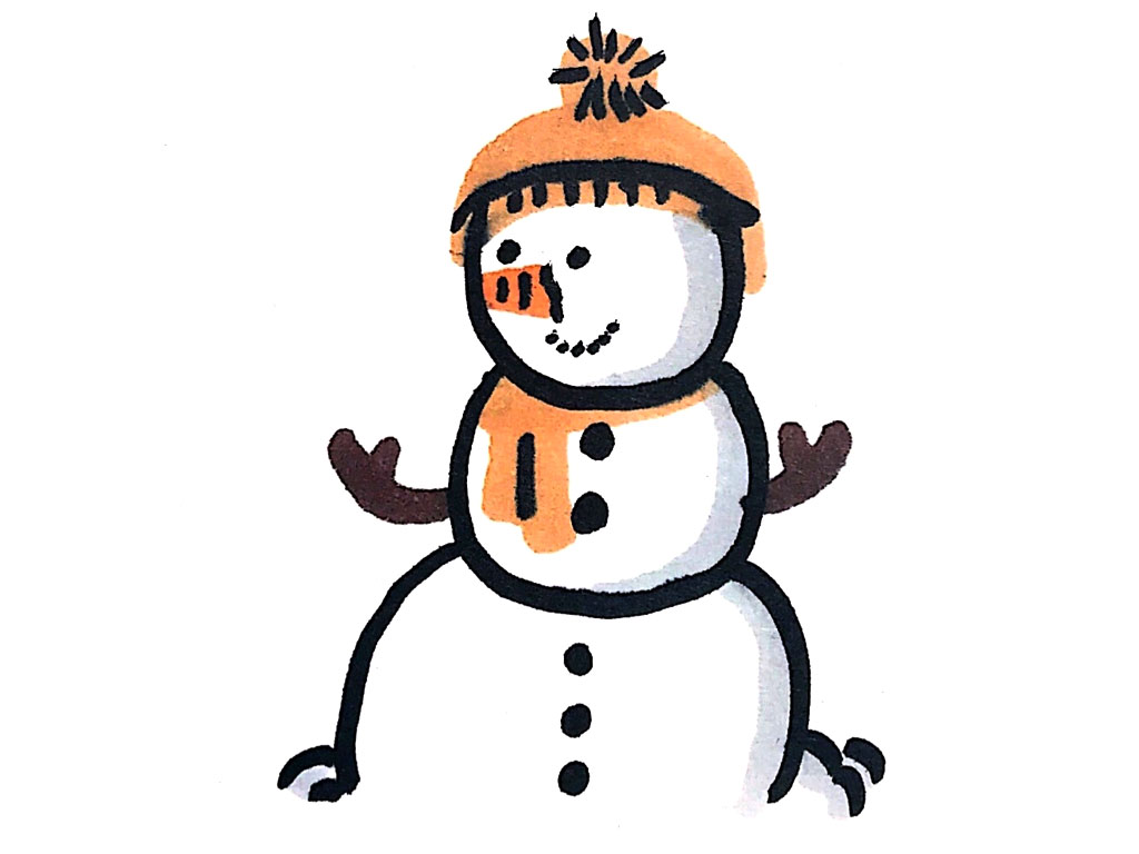 憨态可掬的小雪人简笔画-图1