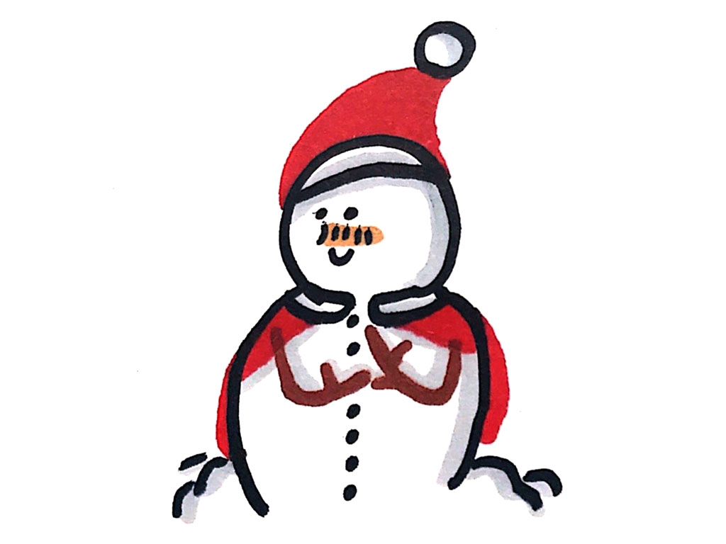 憨态可掬的小雪人简笔画-图4