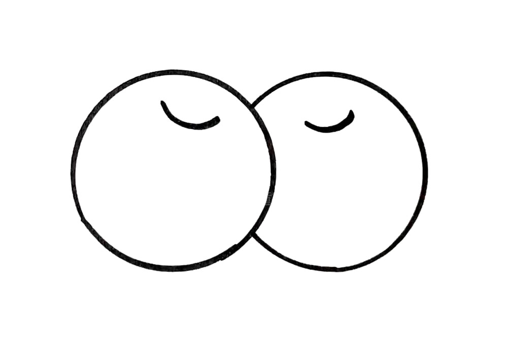 步骤3：然后，在圆形的上半部分画一个小小的下弧线，是不是一下子变得很有立体感？