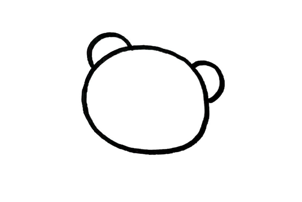 步骤2：在椭圆形的上面画两个半圆做耳朵