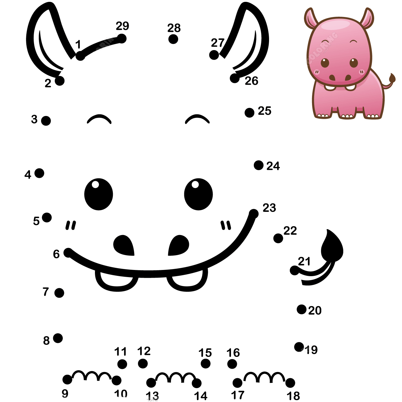 河马连线画图片素材