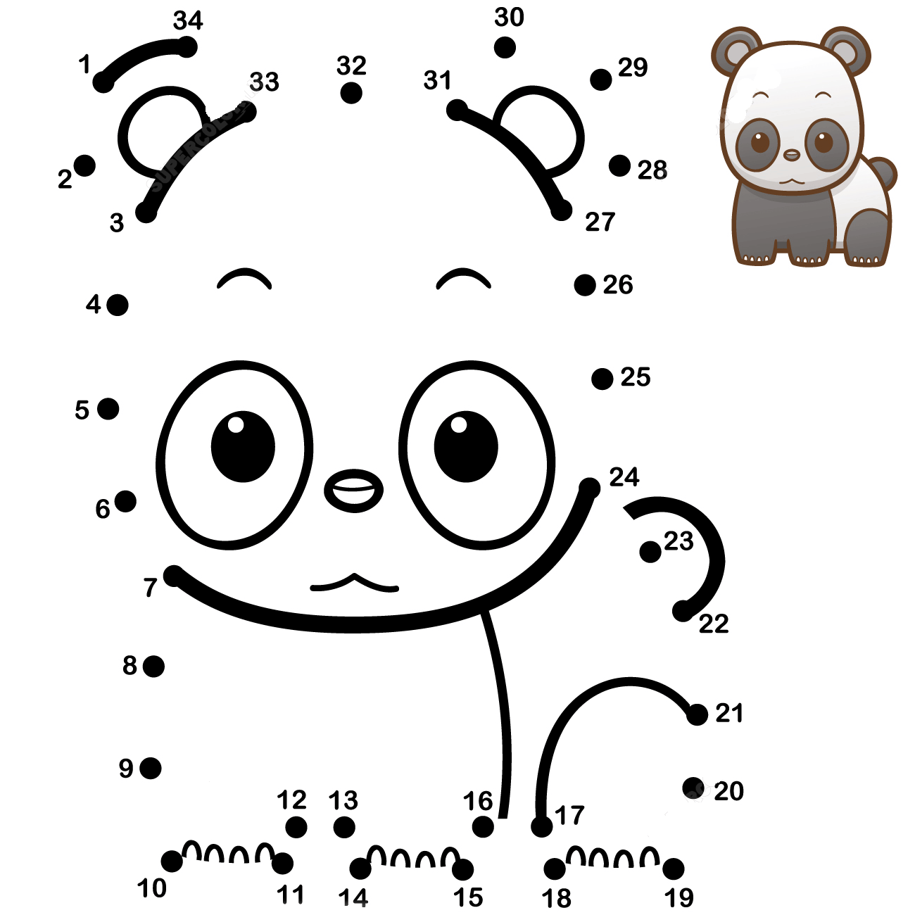 熊猫连线画图片素材