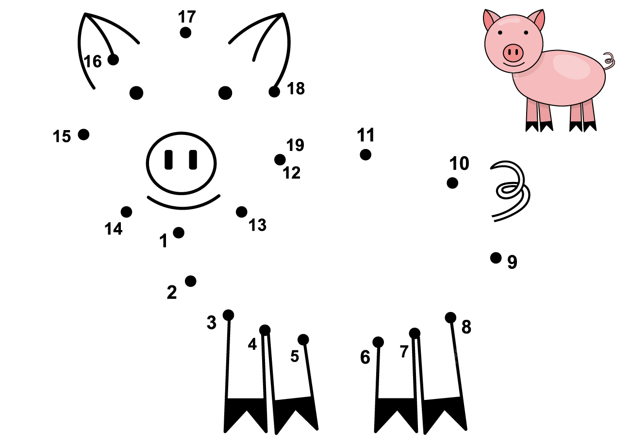 小猪连线画图片素材