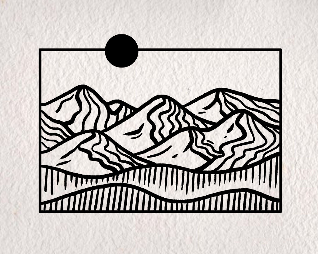 简单的山川风景简笔画教程