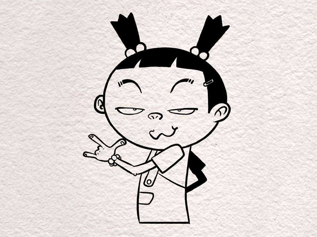 阿衰漫画之大脸妹简笔画画法步骤-图6