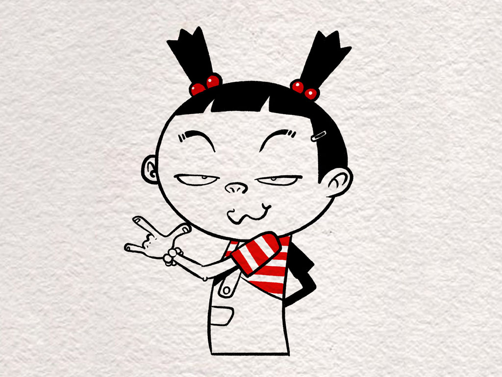 阿衰漫画之大脸妹简笔画画法步骤-图7