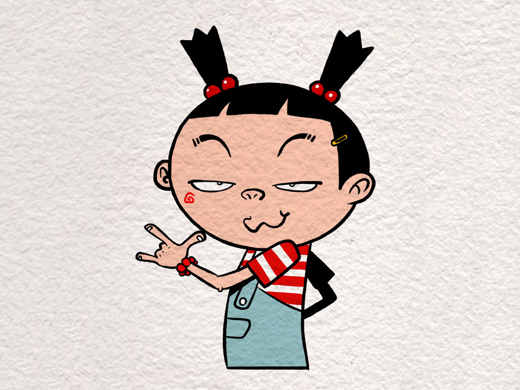 阿衰漫画之大脸妹简笔画画法步骤