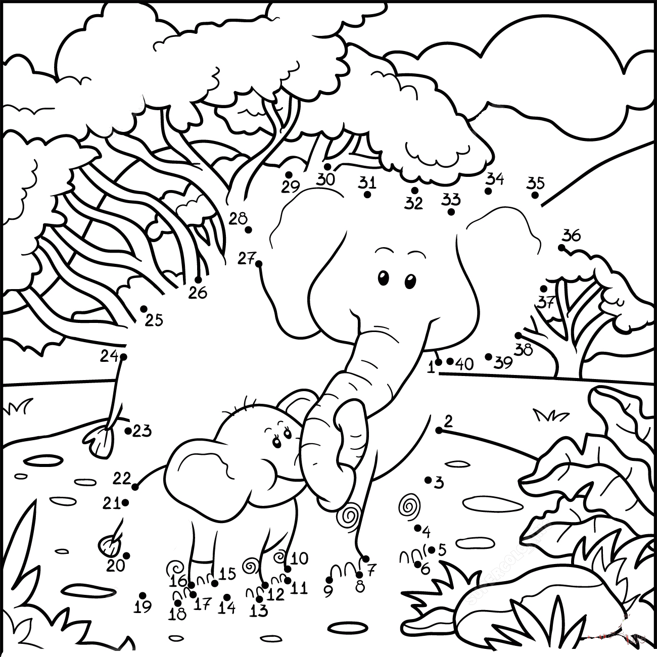 非洲象连线画图片素材