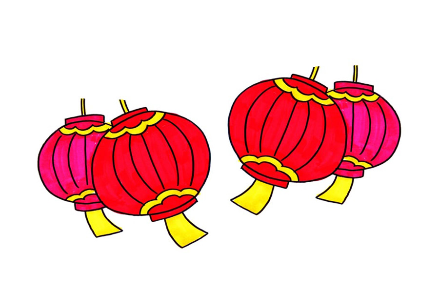步骤3：灯笼简笔画