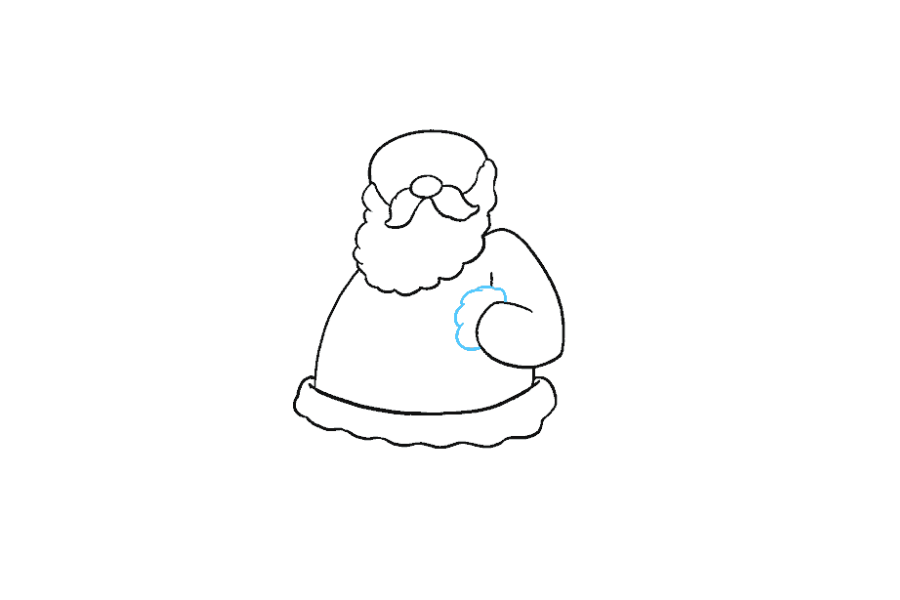 步骤9：通过绘制一系列相连的短弯线来围住袖口。