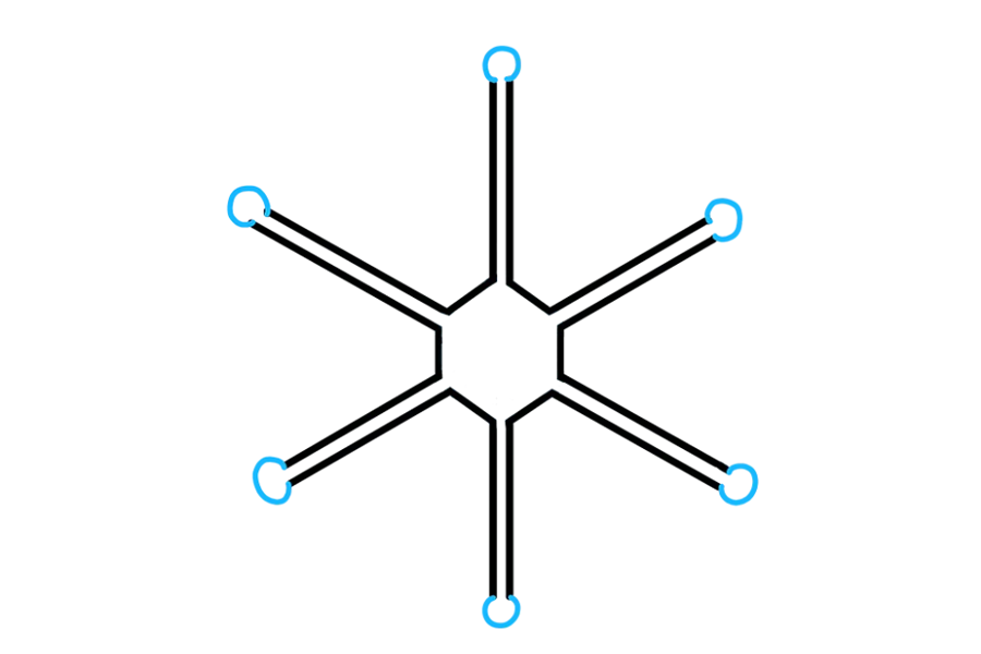 步骤6：画一个小圆圈以包围雪花的每对直线的末端。