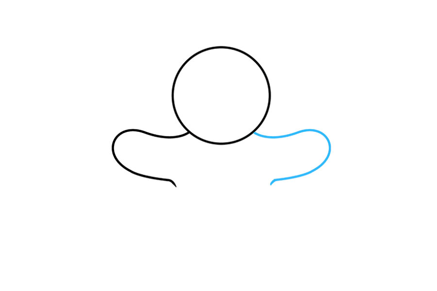 步骤3：从头部的另一侧延伸出一条``U``形线，是姜饼人的另一只手臂。