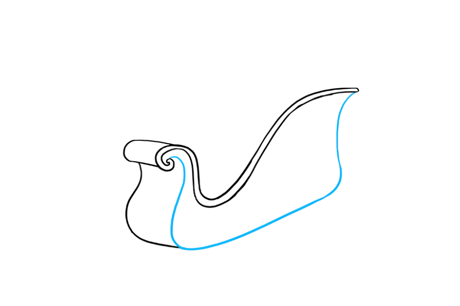 步骤3：画一条长曲线以围住雪橇的正面和侧面。