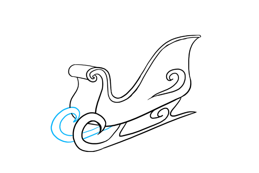 步骤7：画两条曲线，使它们形成一个螺旋形，然后再交汇。