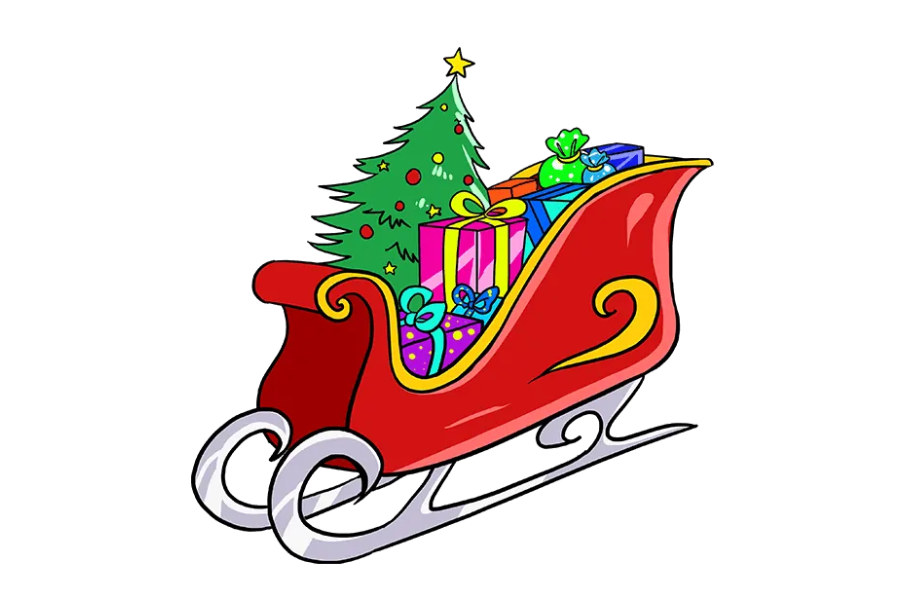 如何画圣诞老人的雪橇