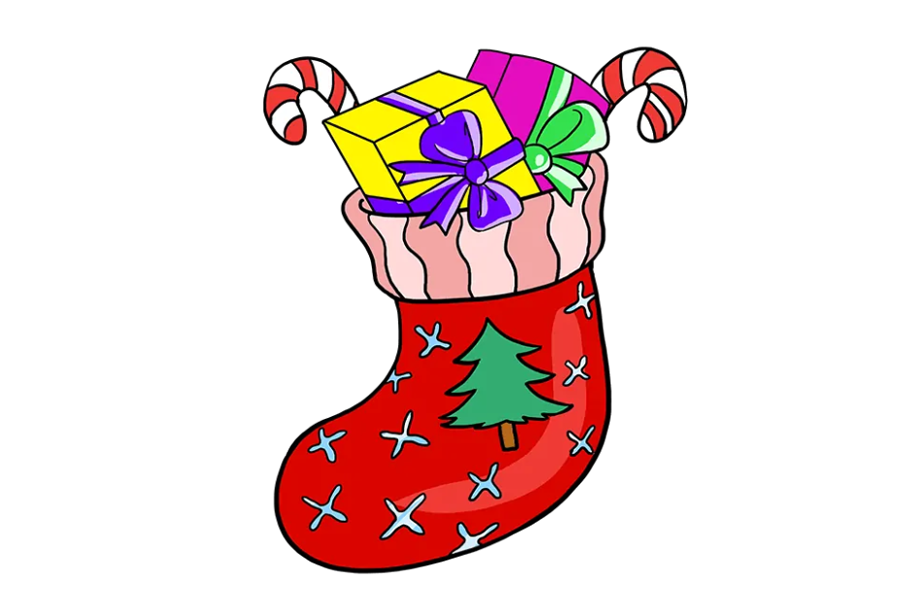 如何画圣诞袜