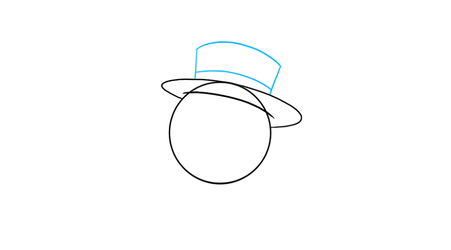 步骤3：从帽子边缘向上画两条线。使用曲线将它们连接在顶部。这形成了帽子的冠冕。然后，用曲线穿过表冠的底部，形成帽子带。